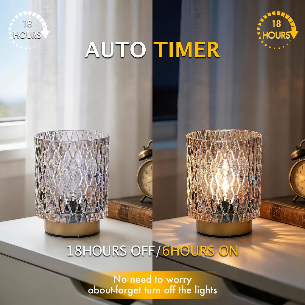ULAROOM Battery Operated Table Lamp,Cordless Small Accent lamp, Clear