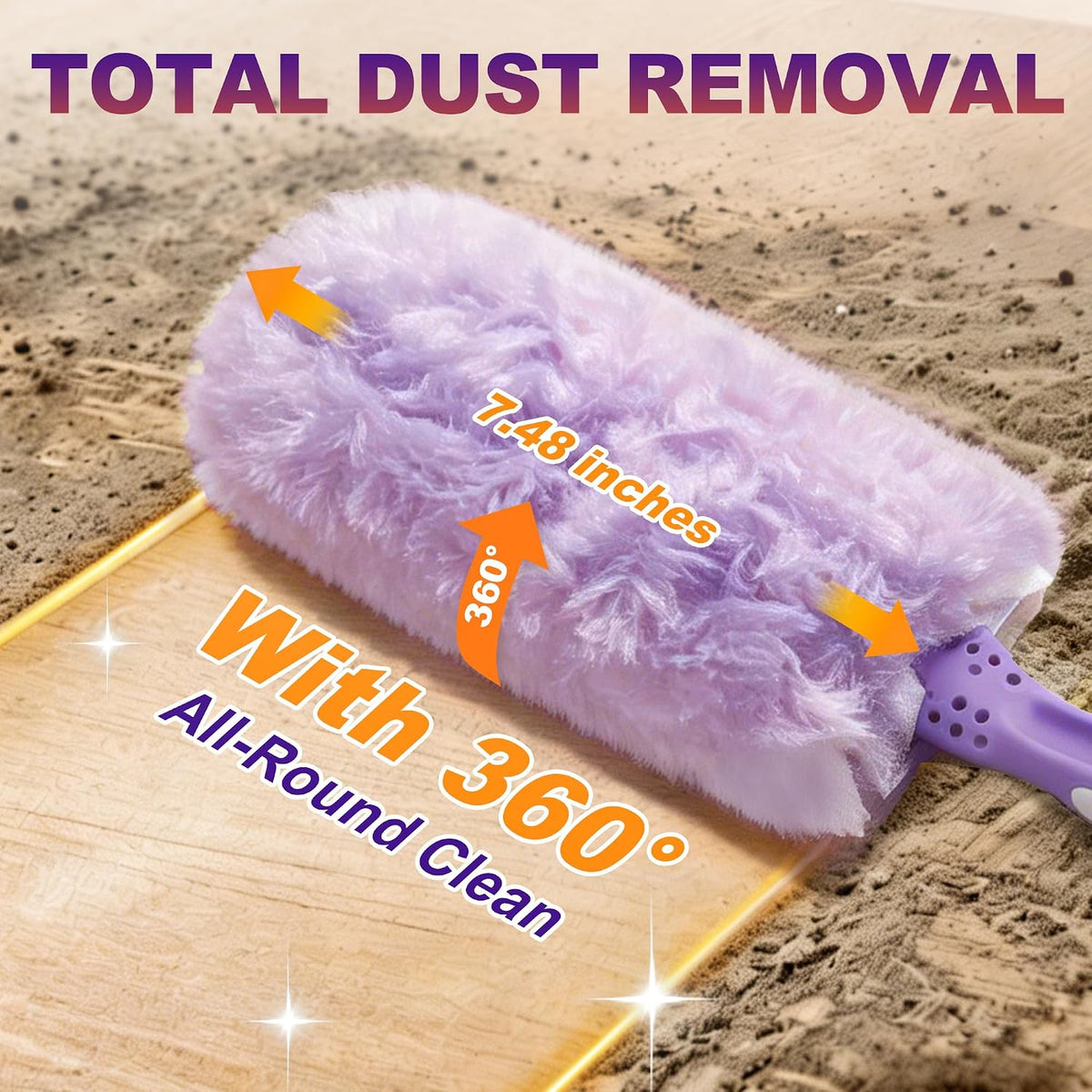 JOYMOOP Scented Telescopic Duster kit, 3FT Extendable Handle (Purple) + 24 Purple Refills for Swiffer Feather Duster,Easy Cleaning for Ceilings, Ceiling Fans, Blinds, Vents & Shelves
