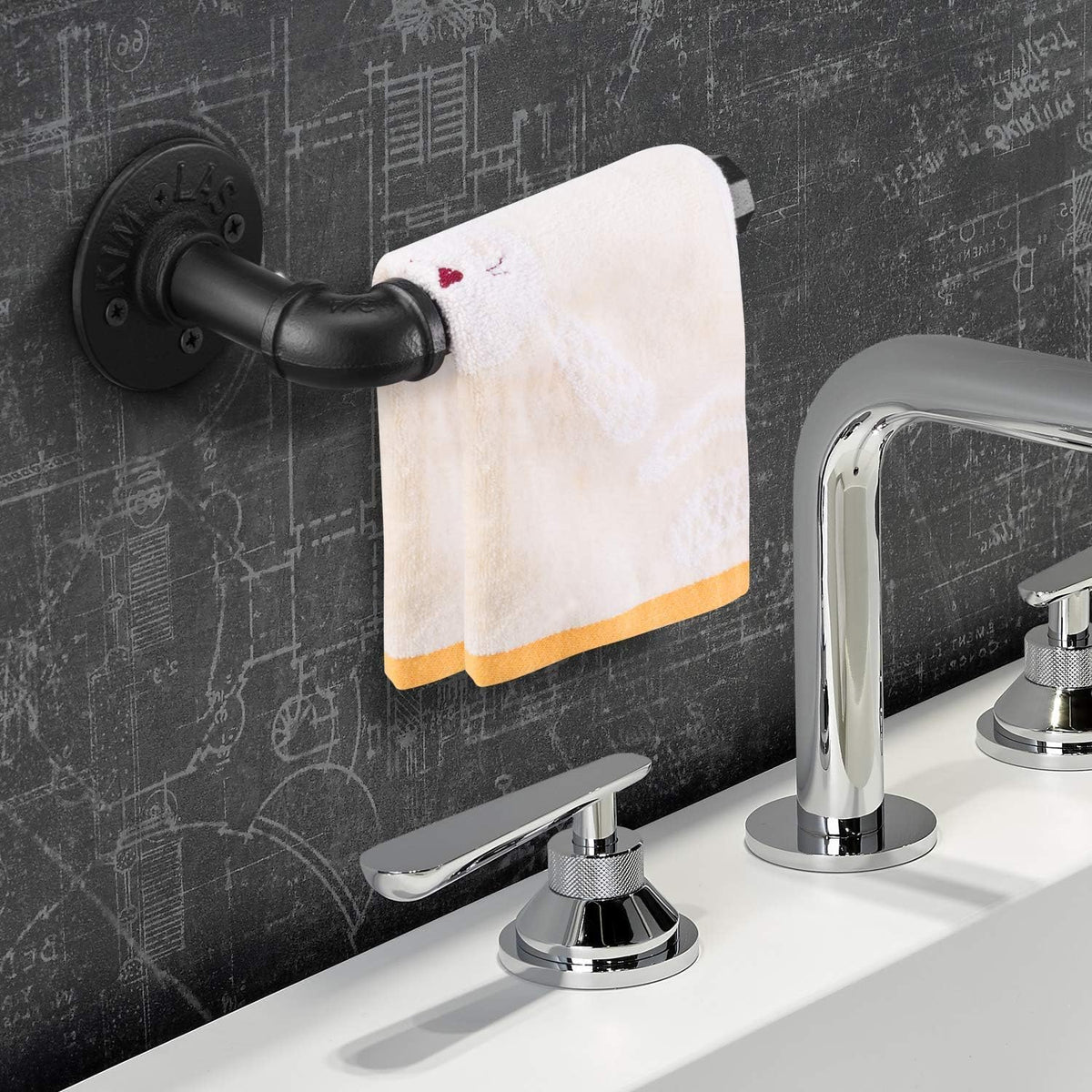 Industrial Pipe Toilet Paper Holder,Matte Black Heavy Duty DIY Vintage Rustic Iron Roll Tissue Wall Mounted Paper Holder Towel Racks with Hardware for Bathroom, Kitchen, Bedroom, Hallway(2 Pack)