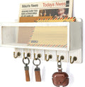 Rebee Vision Key Holder Wall Mount with Mail Basket for Entryway, Whitewash