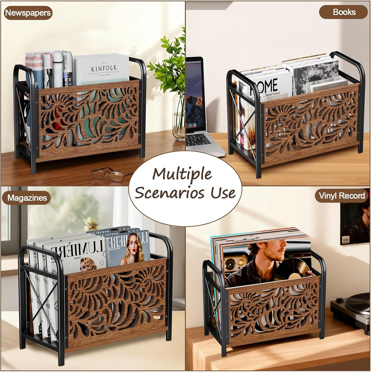 Magazine Holder, Magazine Rack Floor, Wood Magazine File Holder