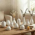 White Bud Vases, Small Ceramic Vase Set of 11, Mini Pottery Vases for Flowers, Minimalist Boho Small Pampas Grass Flower Vase for Farmhouse Home Decor, Wedding Centerpiece, Shelf and Table Decoration