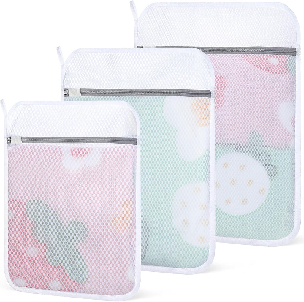 3-Pack Durable Honeycomb Mesh Laundry Bags for Delicates, M + L + XL