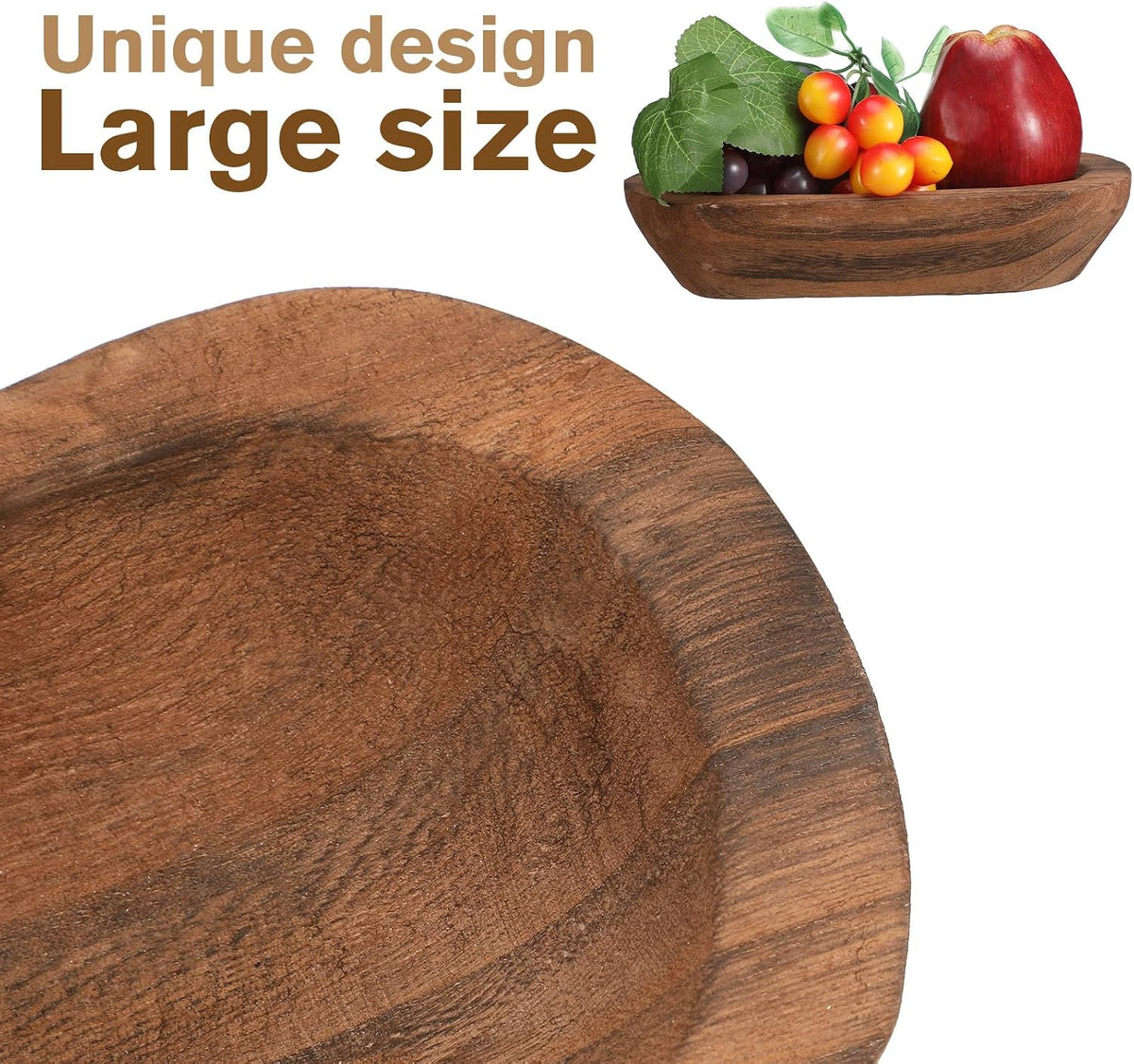 Amyhill 10 Pieces Wood Dough Bowl Bulk Rustic Vintage Hand Carved Paulownia Wooden Dough Bowls for Home Farmhouse Dining Holding Candles Making Bread Dough Fruits Supplies Decoration