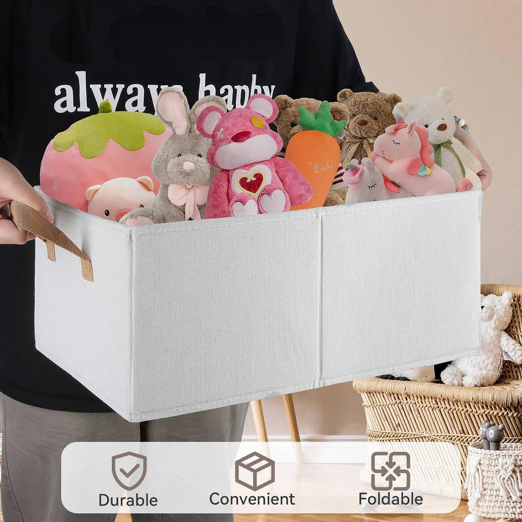 Large Fabric Storage Bins for Closets,3-Pack Collapsible Closet Organizer Clothing Storage,Decorative Shelf Baskets for Organizing,Fabric Baskets for Storage Box,18.5" x 11" x 8.3",Beige