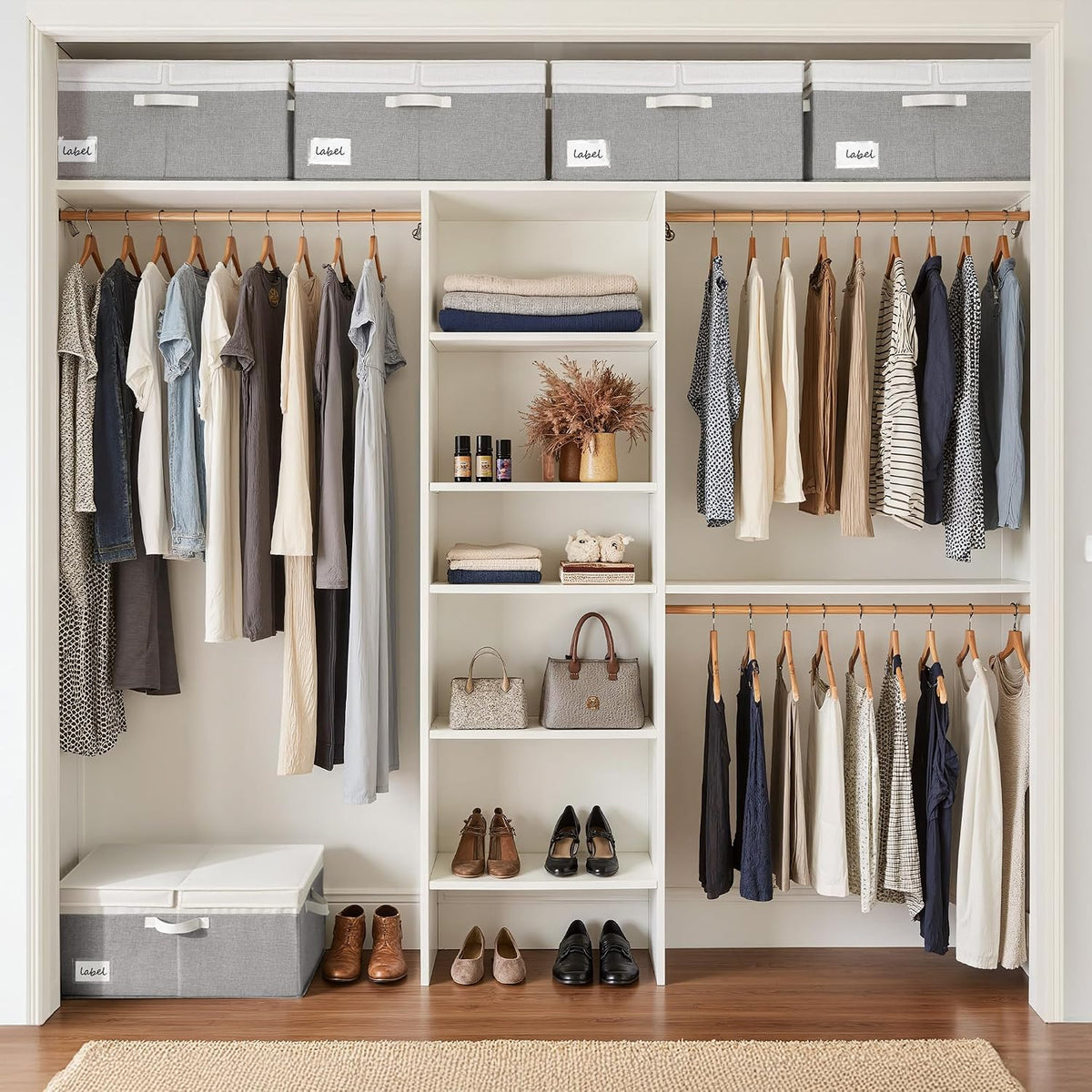 GRANNY SAYS Extra Large Storage Bins with Lids, Closet Bins, Gray & White