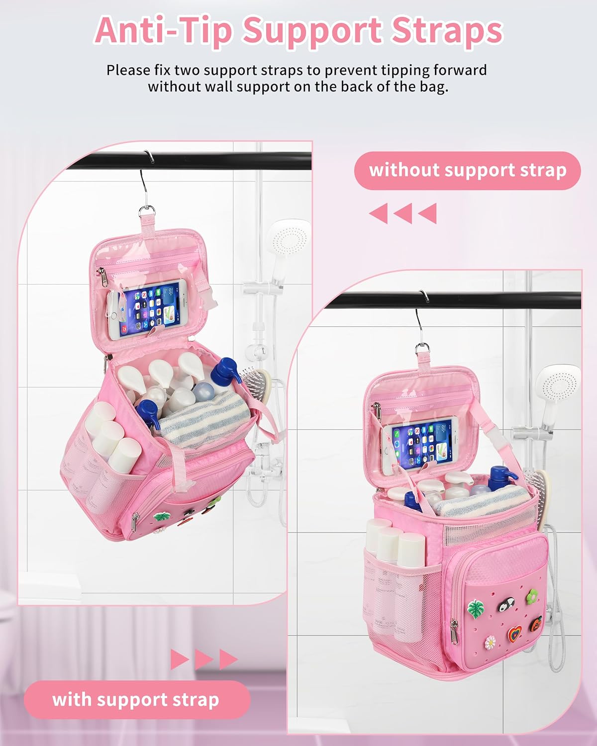 Hanging Shower Caddy Portable, Mesh Shower Bag for College Dorm Room Essentials, Large Capacity Quick Dry Shower Organizer Basket, Travel Toiletry Bag for Gym, Swimming, Camping, Bathroom, Beach