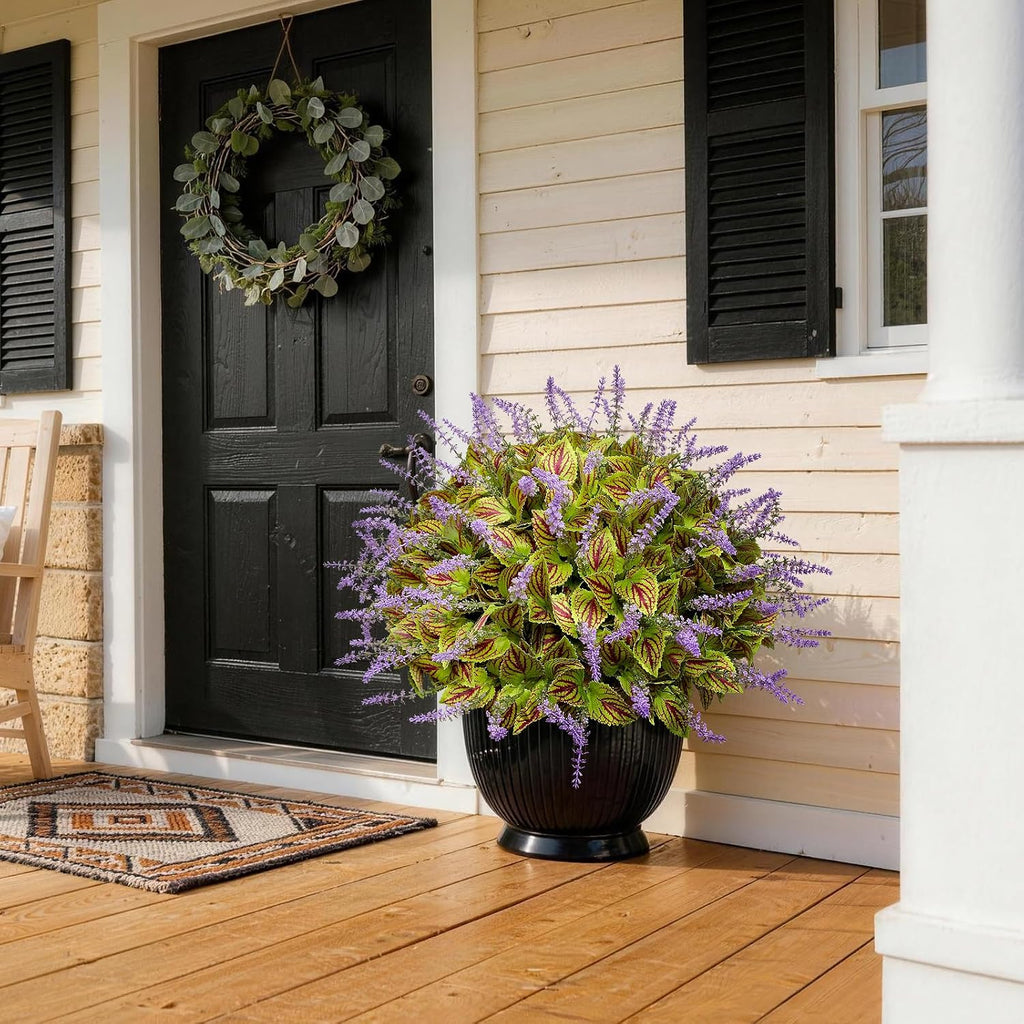 12 Bundles Artificial Coleus Flowers | UV Resistant No Fade Silk Faux Plants | Spring Summer Outdoor Fake Greenery for Garden Patio Planters Front Porch Pathway Decor (Green)