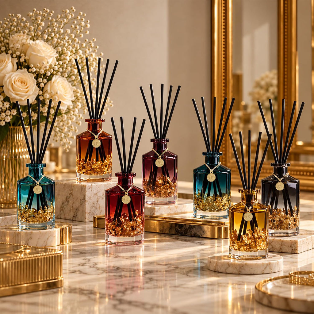 Airkeep Reed Diffuser Set,Wild Mint&Eucalyptus Luxury Scented Diffuser with Sticks Long Lasting Home Fragrance for Bathroom Shelf Decor 6.09 fl oz (180ml)