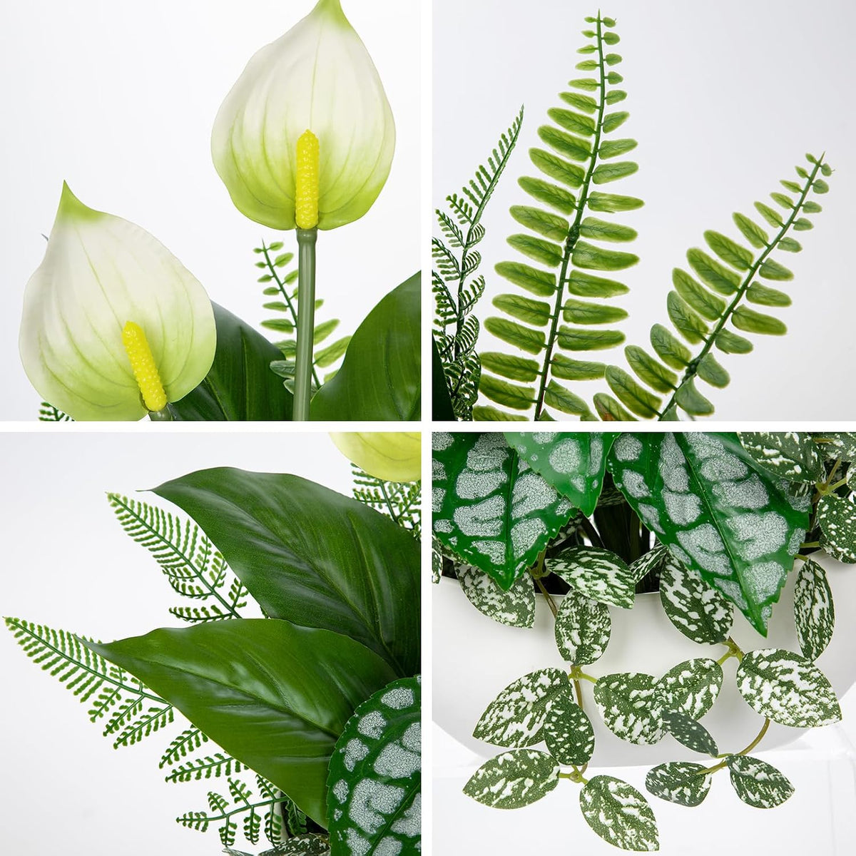 Fake Plants 14.2" Artificial Potted Plant Assorted Faux Plants in Pot Silk Plants Artificial Plants Indoor for Home Living Room Bedroom Bathroom Office Desk Table Centerpieces Shelf Greenery Decor