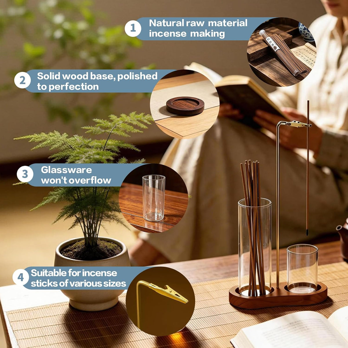 Clear Incense Burner Holder for Sticks with Ash Catcher,Glass