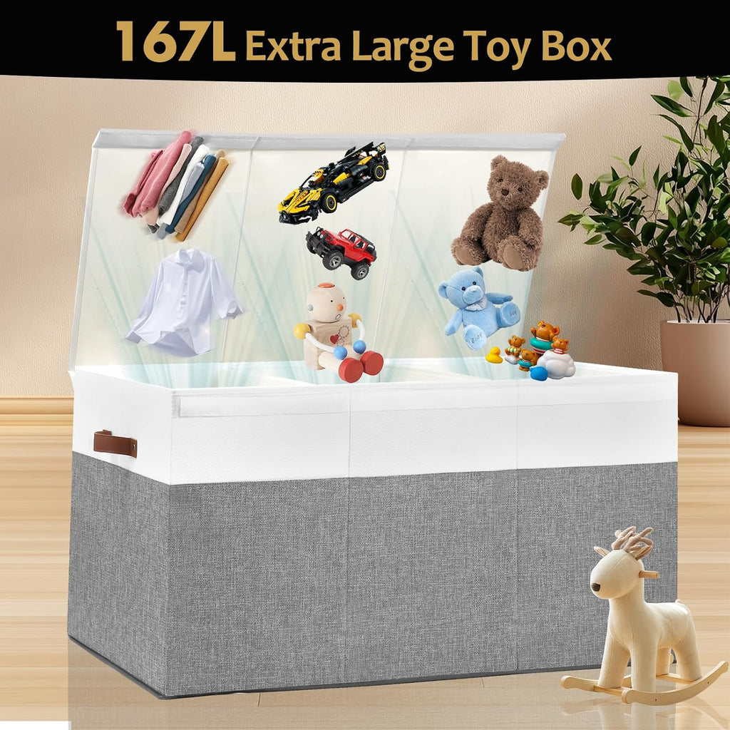 Extra Large Toy Storage Box with Lid,Toy Chest Bin Basket with Dividers