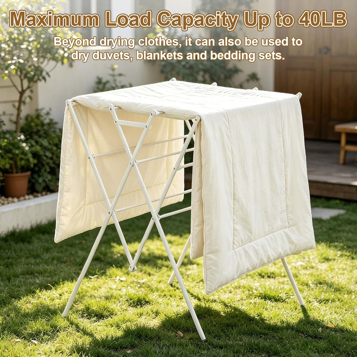 Extra Large Clothes Drying Rack Foldable Clothing Drying Rack 33" W x 37" H x 27.5" D, Space-Saving Portable Laundry Drying Rack for Outdoor & Indoor, White