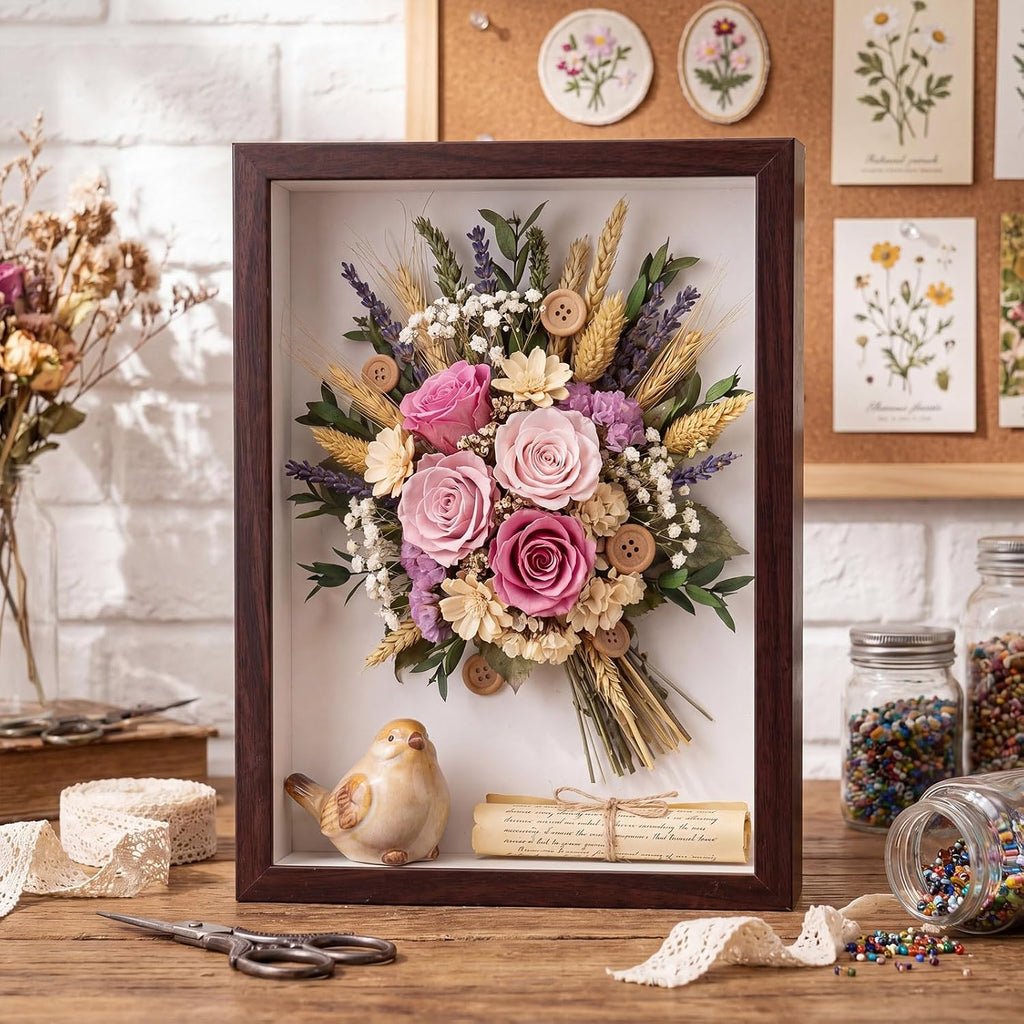 4 Pack 10x12 Shadow Box Frame, Walnut Display Case with Felt Back