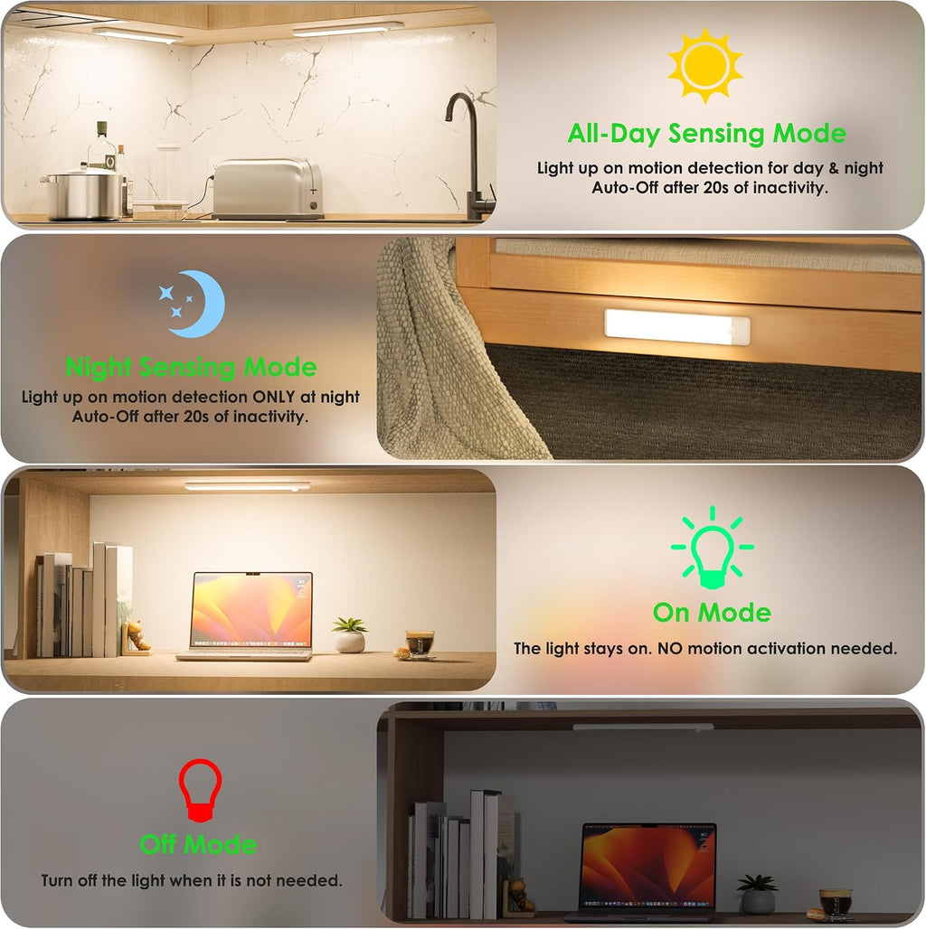 Motion Sensor Under Cabinet Lights, 2-Pack, Neutral White, 8 inch