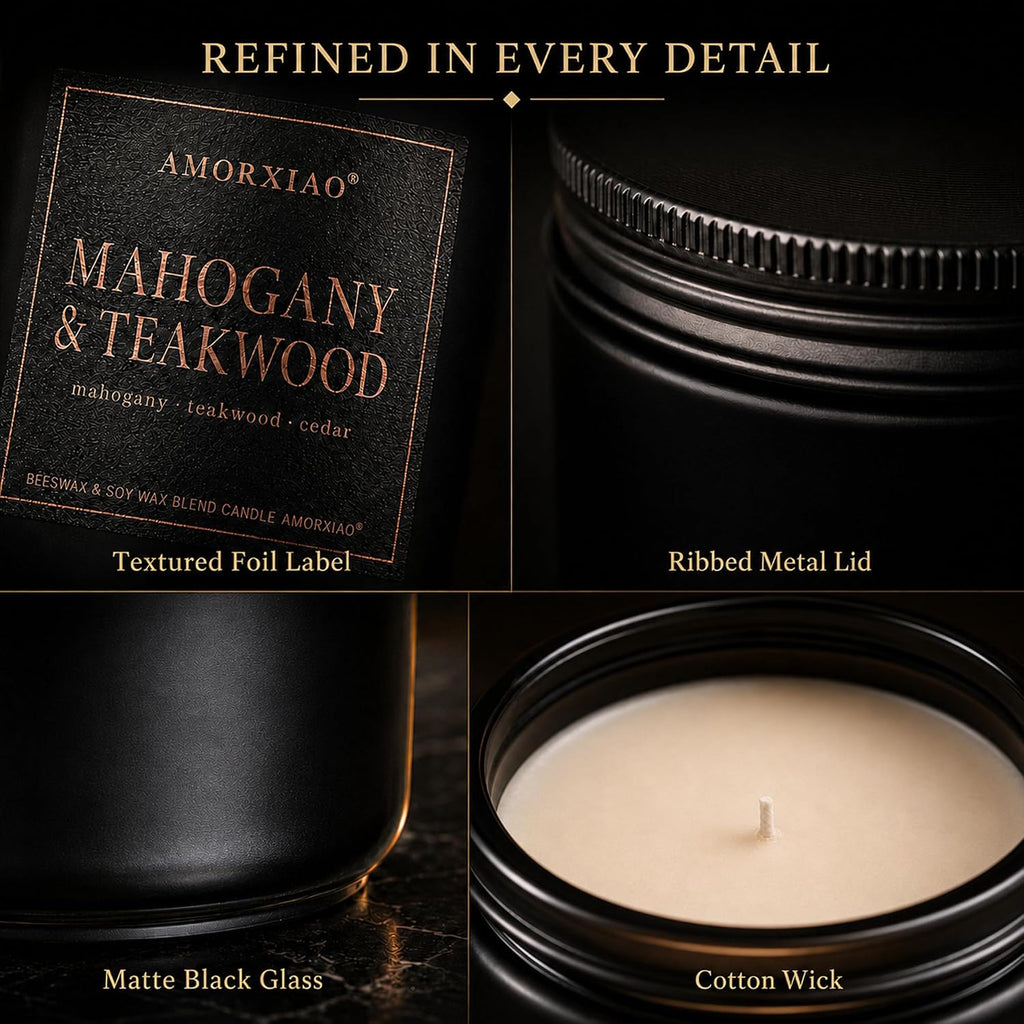Scented Candles for Men, 4 Pack Dark Woods Manly Gift Set, 36 oz Total