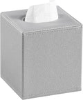 Square Tissue Box Cover with Magnetic Closure Bottom, Silver