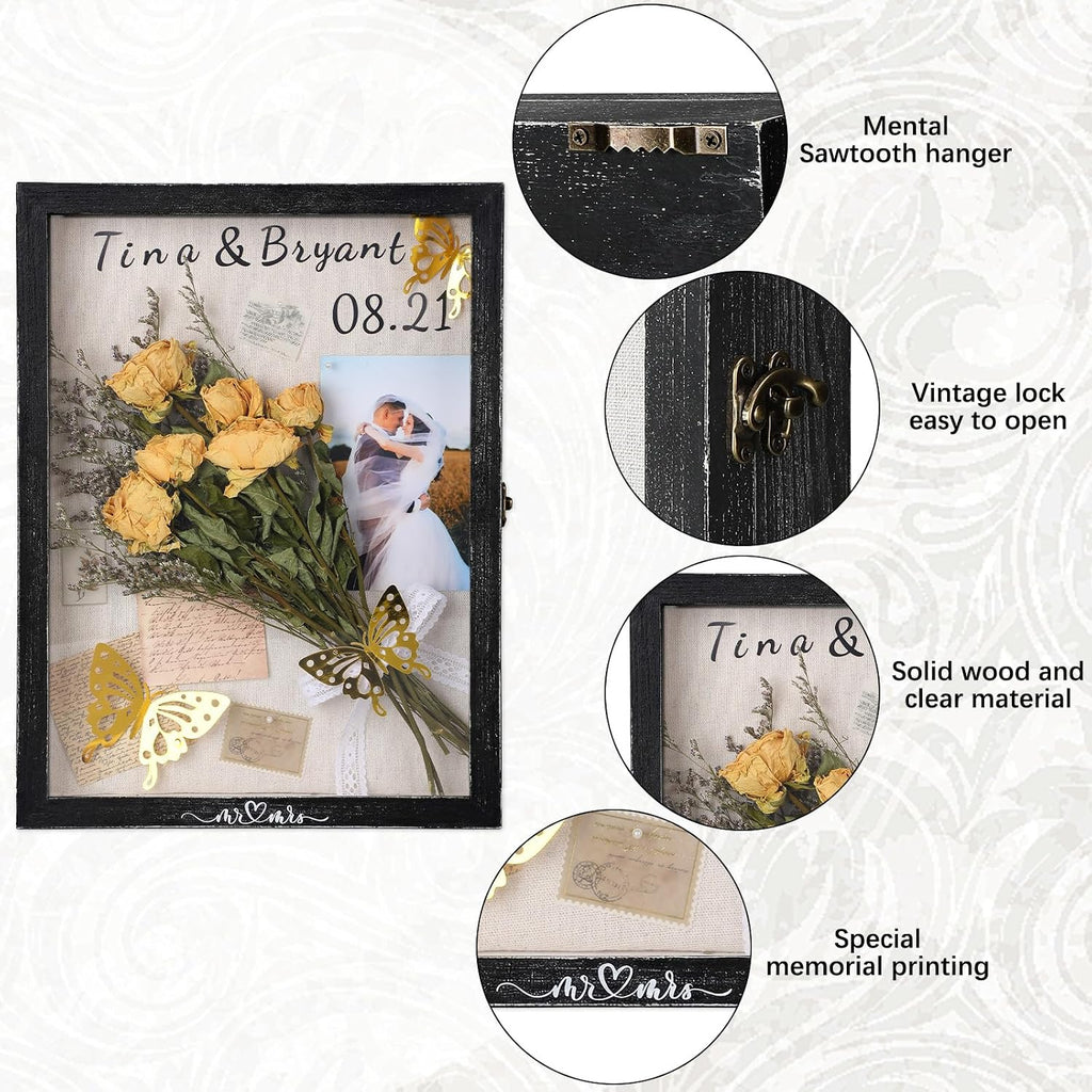 Yookeer 12x16'' Large Shadow Box Wedding Flower Display Case Frame, Black