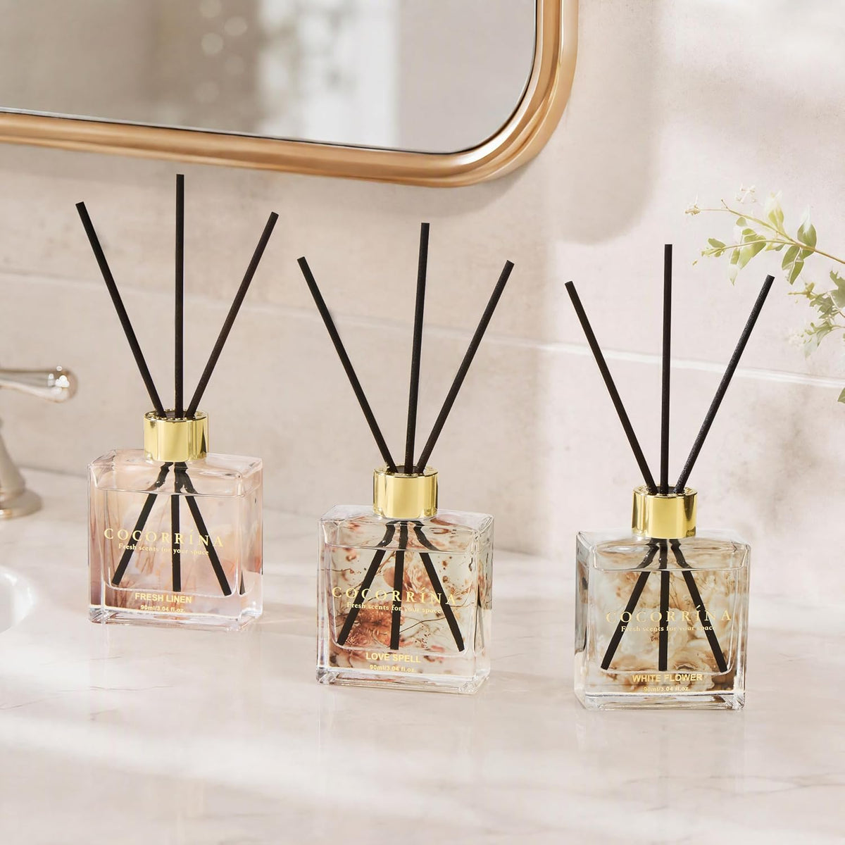 COCORRÍNA Reed Diffuser Set of 3 - Love Spell/White Flower/Fresh Linen