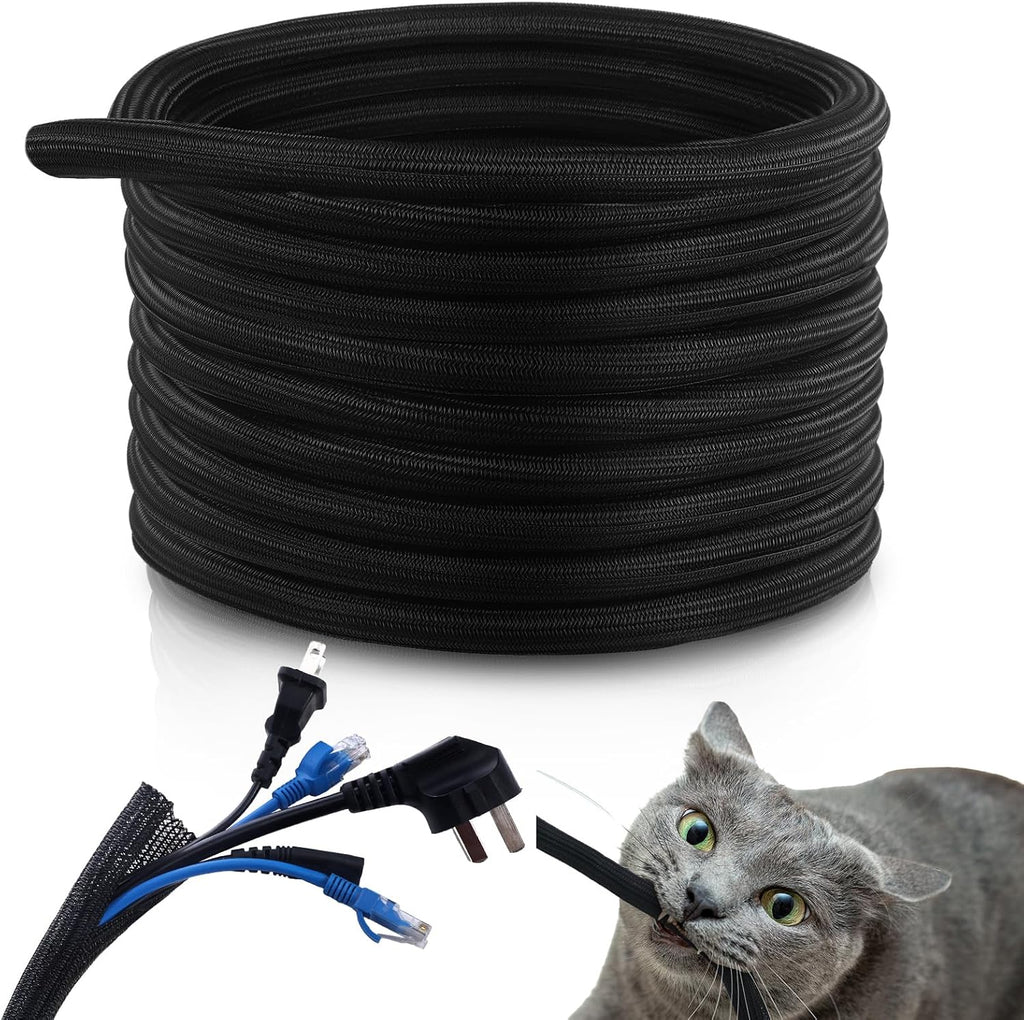 50ft Split Wire Loom Tubing Flame Retardant Braided Cable Sleeve Split