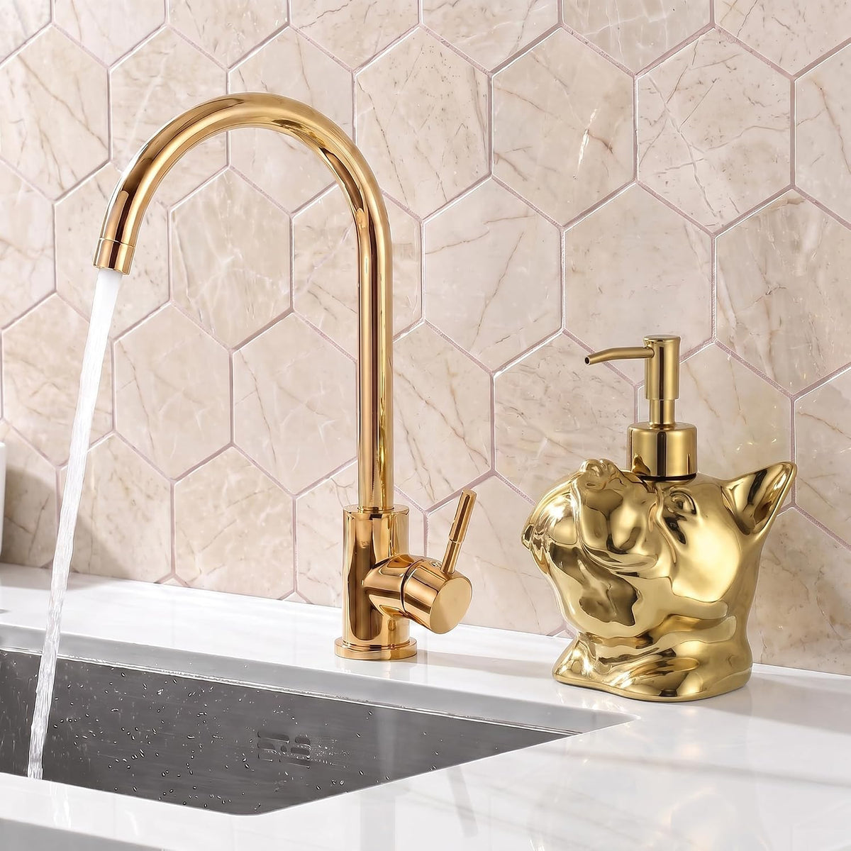 Gold French Bulldog Hand Soap Dispenser Dog Lover Gift