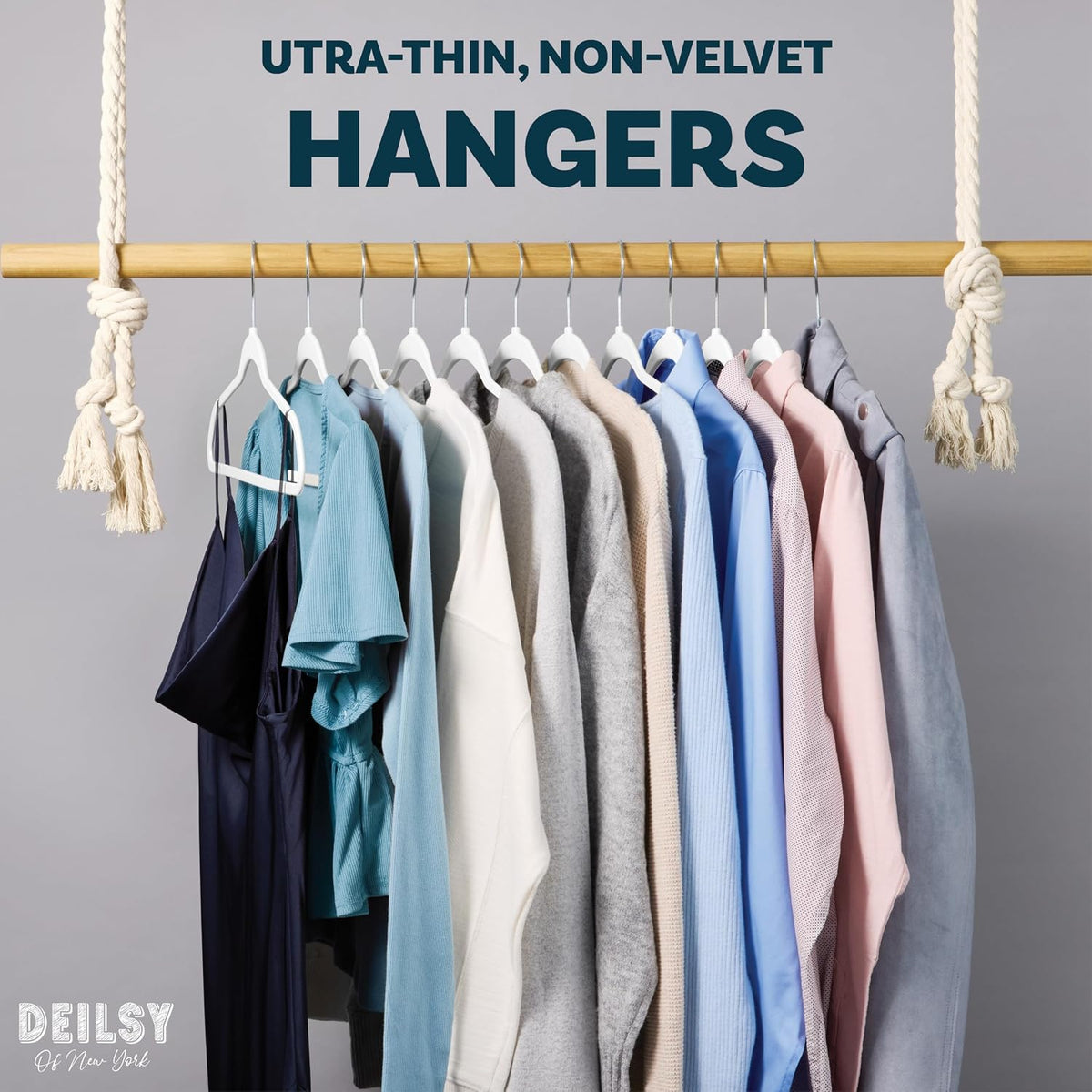 DEILSY™ Non-Velvet Thin Hangers Space Saving White Hangers 50 Pack