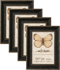 Black 5x7 Picture Frames, Set of 4, Vintage Style, with Gold Trim