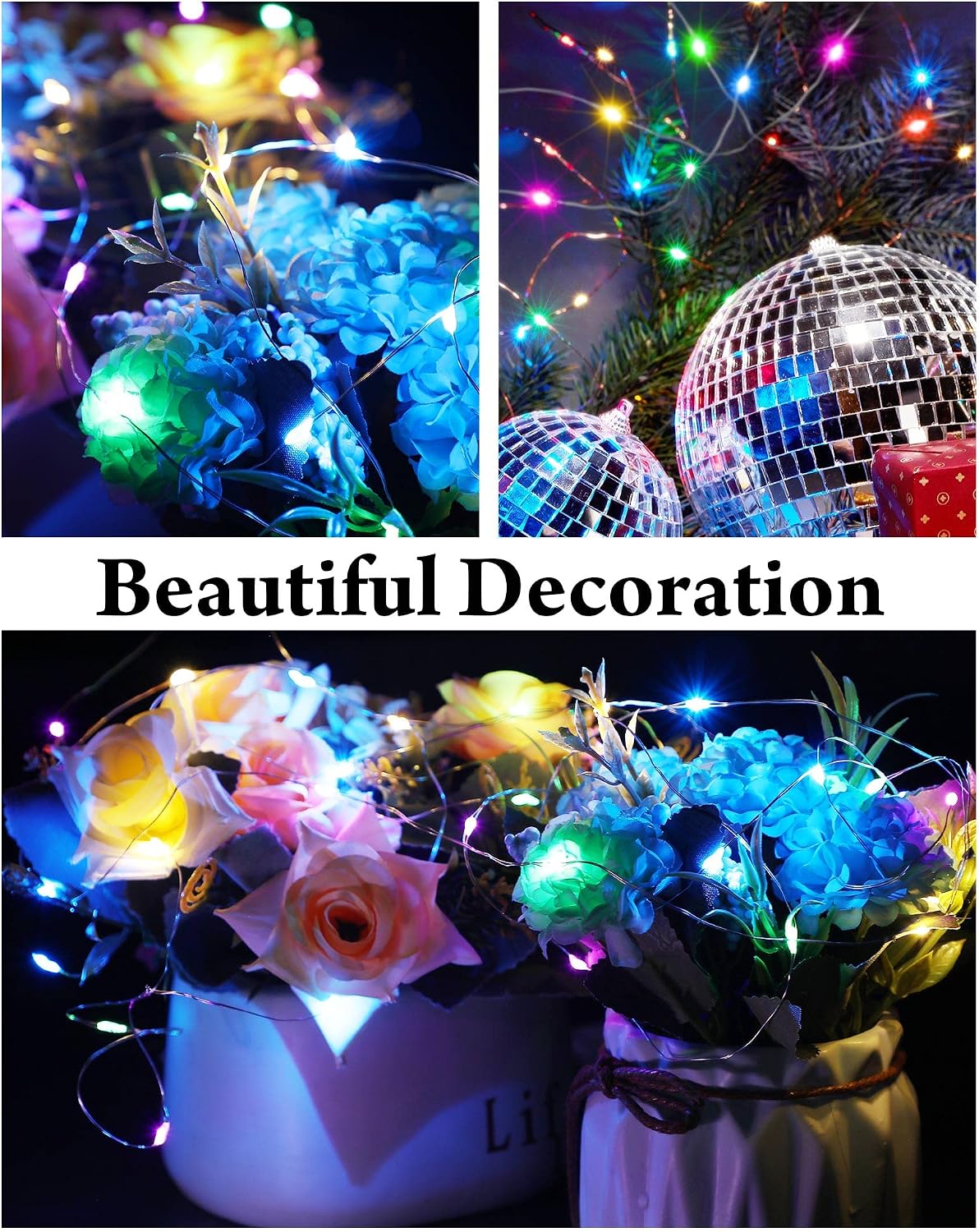 Riakrum 50 Pack Fairy Lights 10 ft 30 LED Multicolor Battery Operated Light