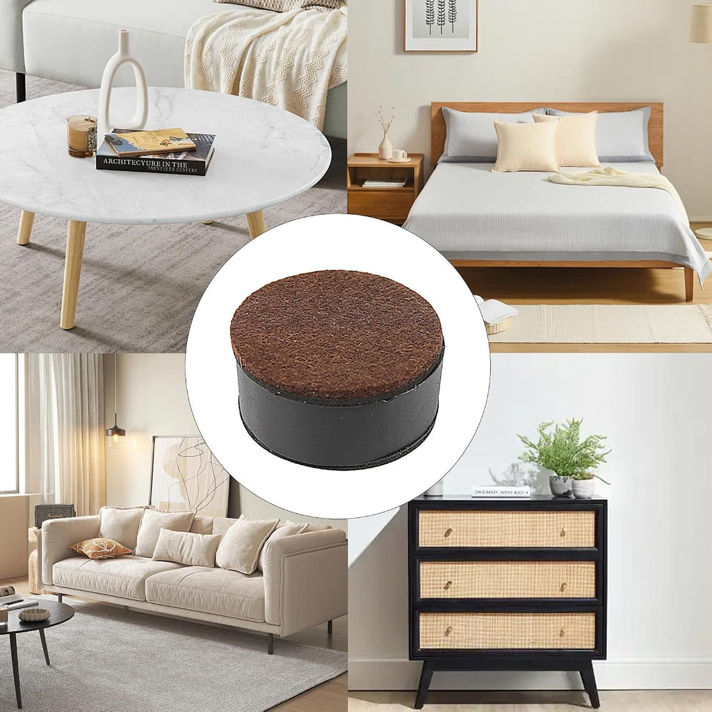 4PCS 1.2Inch Self-Adhesive Round Furniture Riser, Black Carbon Steel Bed Table Sofa Lift Riser, Heavy Duty Couch Cabinet Riser, Adds 1.2 Inch Height with Felt Pad