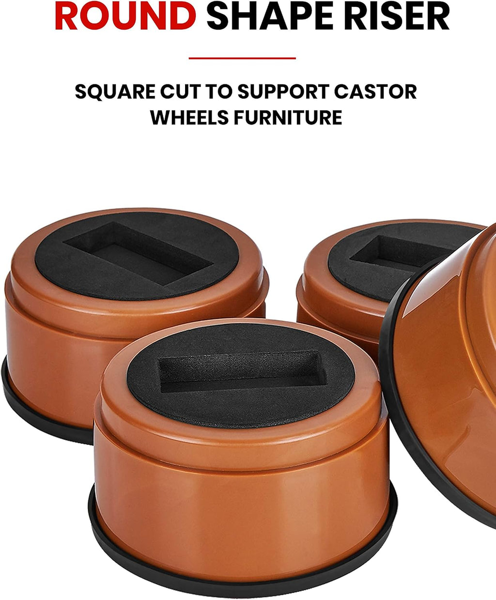 iPrimio Bed Risers 2" Lift, Heavy Duty, Round Caster Cup, Brown, 8 Pack
