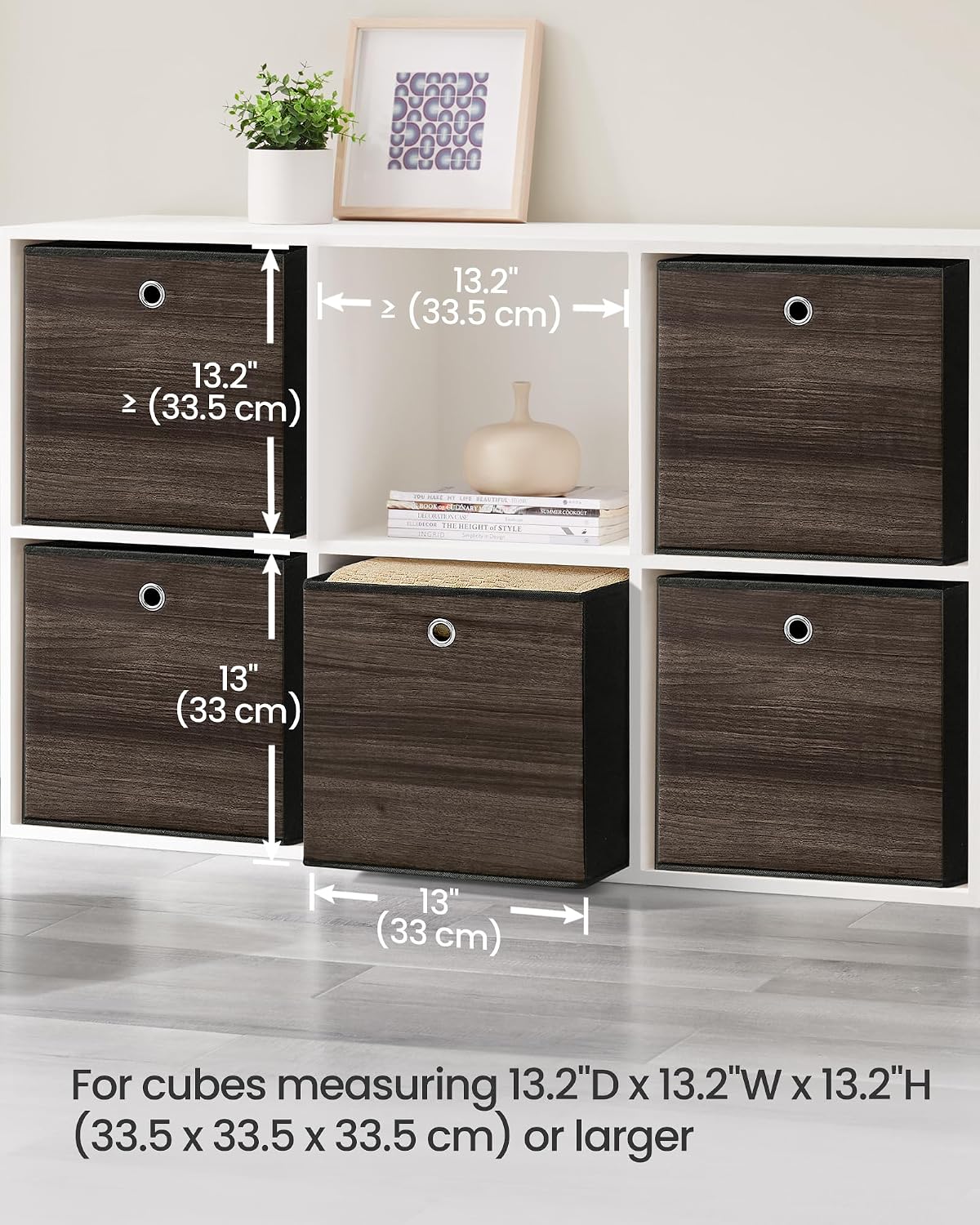 SONGMICS Storage Cubes, Set of 6, 13-Inch Foldable Closet Organizers
