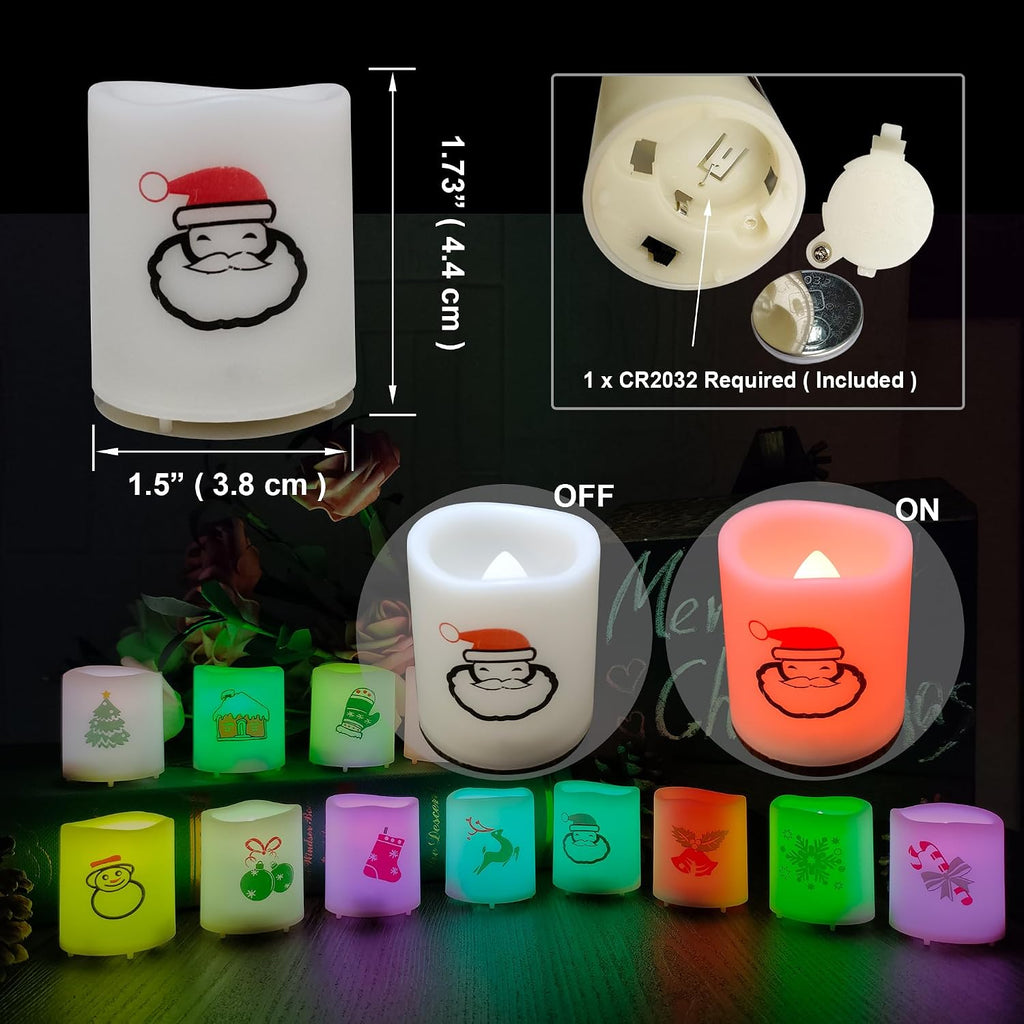 Set of 12 Color Changing LED Battery Operated Flameless Votive Candles