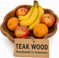 Decorative Wooden Bowl, Large Fruit Bowl for Kitchen Counter, Teak Wood