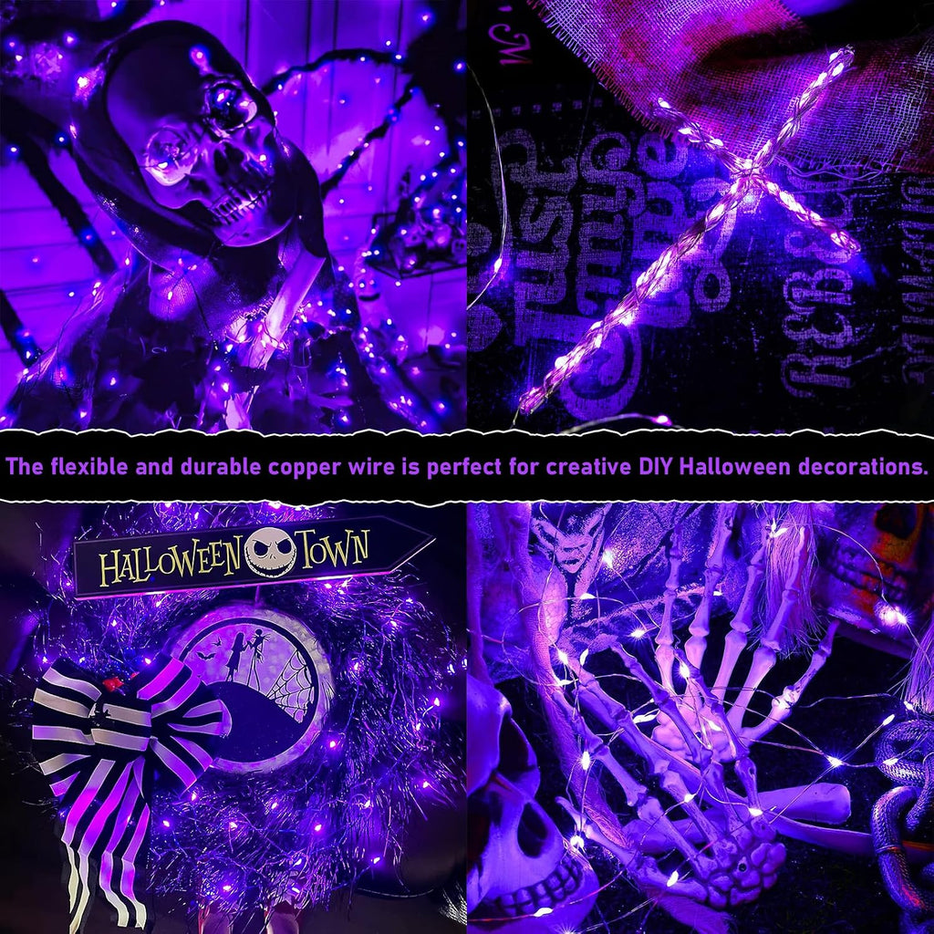 JMEXSUSS 50 LED Purple Halloween Lights, Battery Operated Fairy Lights