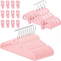 Tessco for you 40 Sets Pink Velvet Heart Hangers with Clips Non Slip Felt