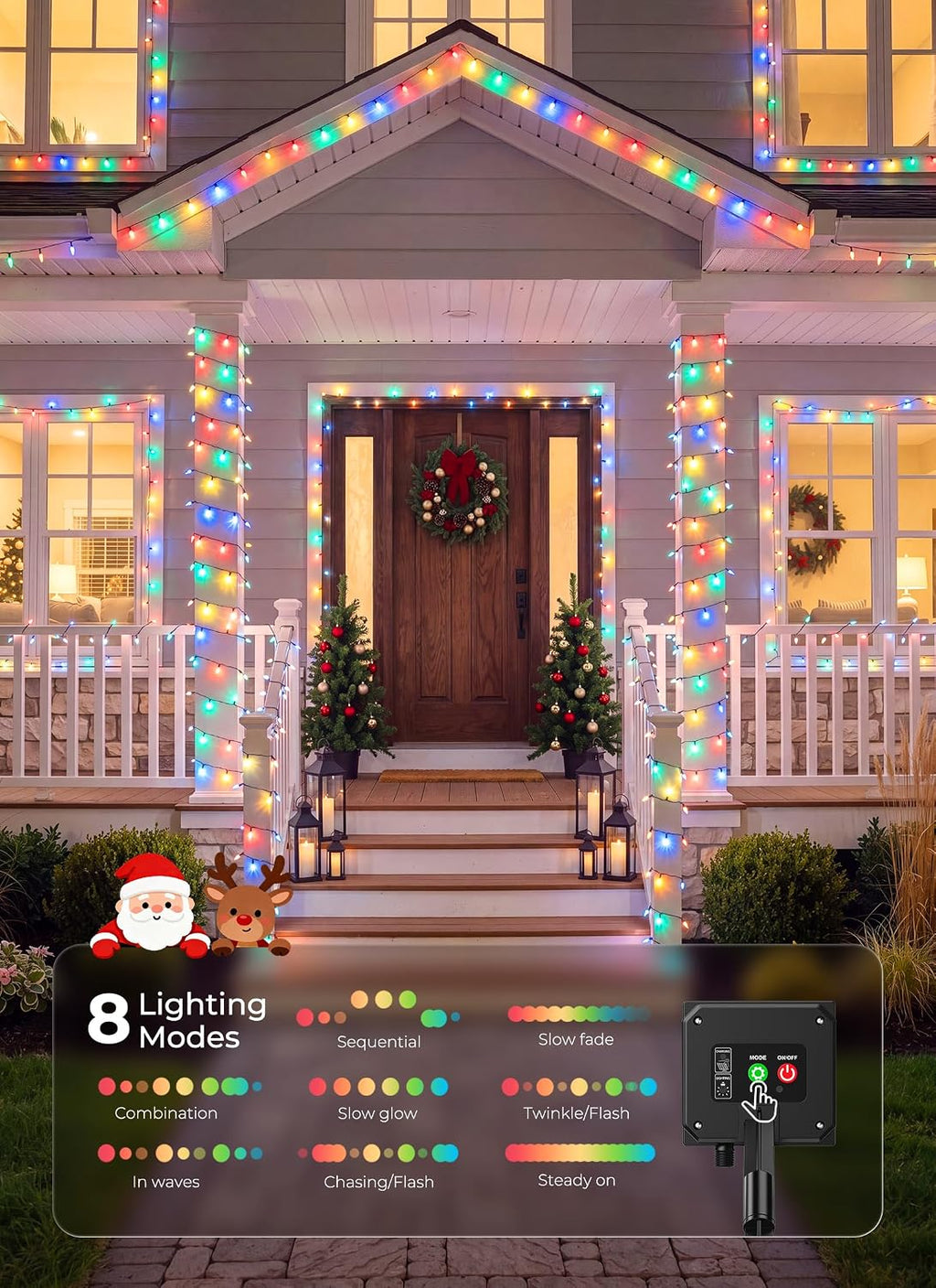 Minetom Solar Operated C6 String Lights, 100 LEDs Waterproof Patio Lights