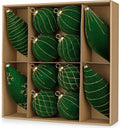 12PCS Velvet Christmas Ornaments Balls 3.15/6.6 Inch Flocked Ornament Sets Glitter Balls for Xmas Hanging Ornaments Decoration Wedding Party Holiday Decor - Evergreen Green