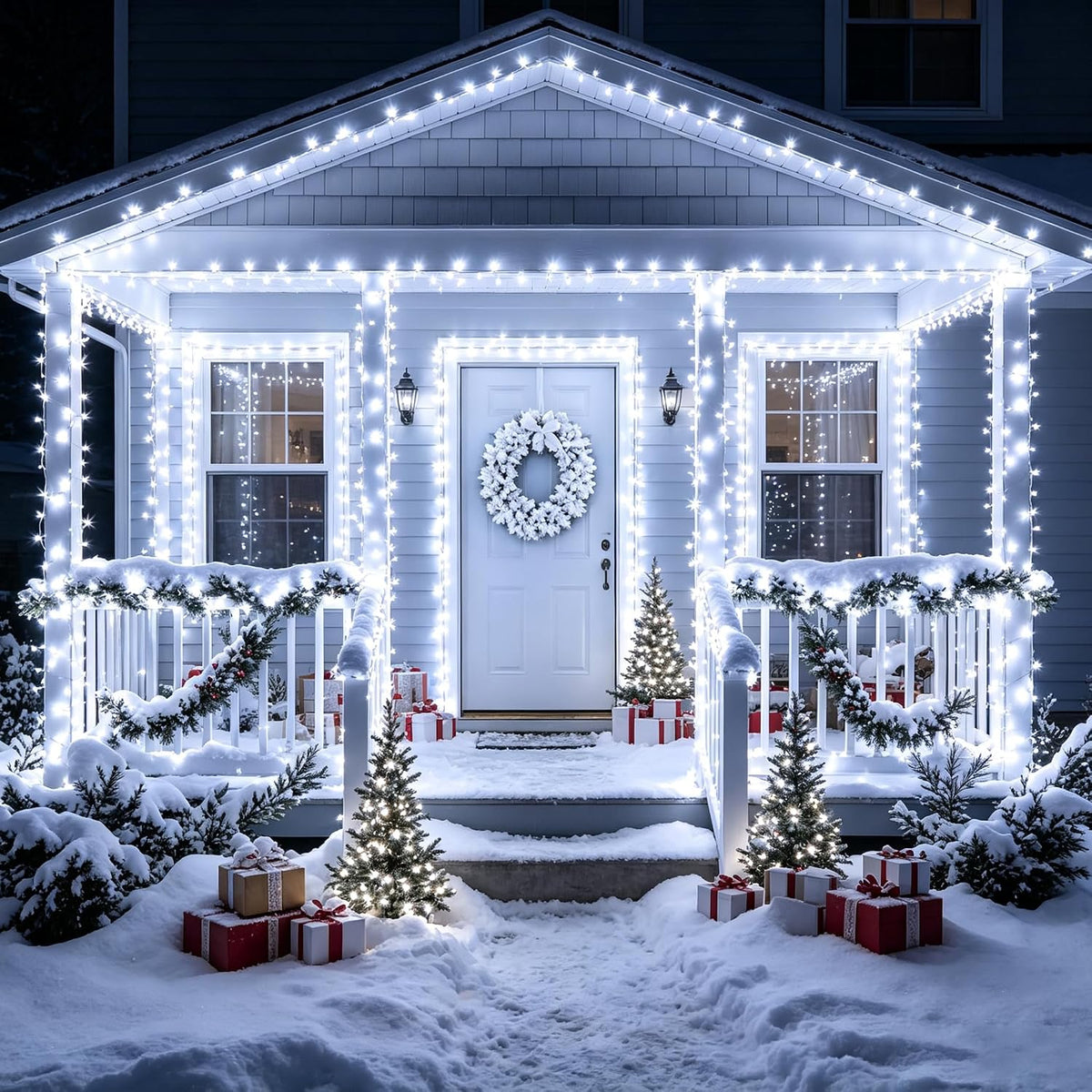 Hopolon 100 LED White Christmas String Lights, 33 FT Extendable