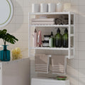 PPN 100% Bamboo Towel Rack Bathroom Storage Shelves Over Toilet Towel Bar