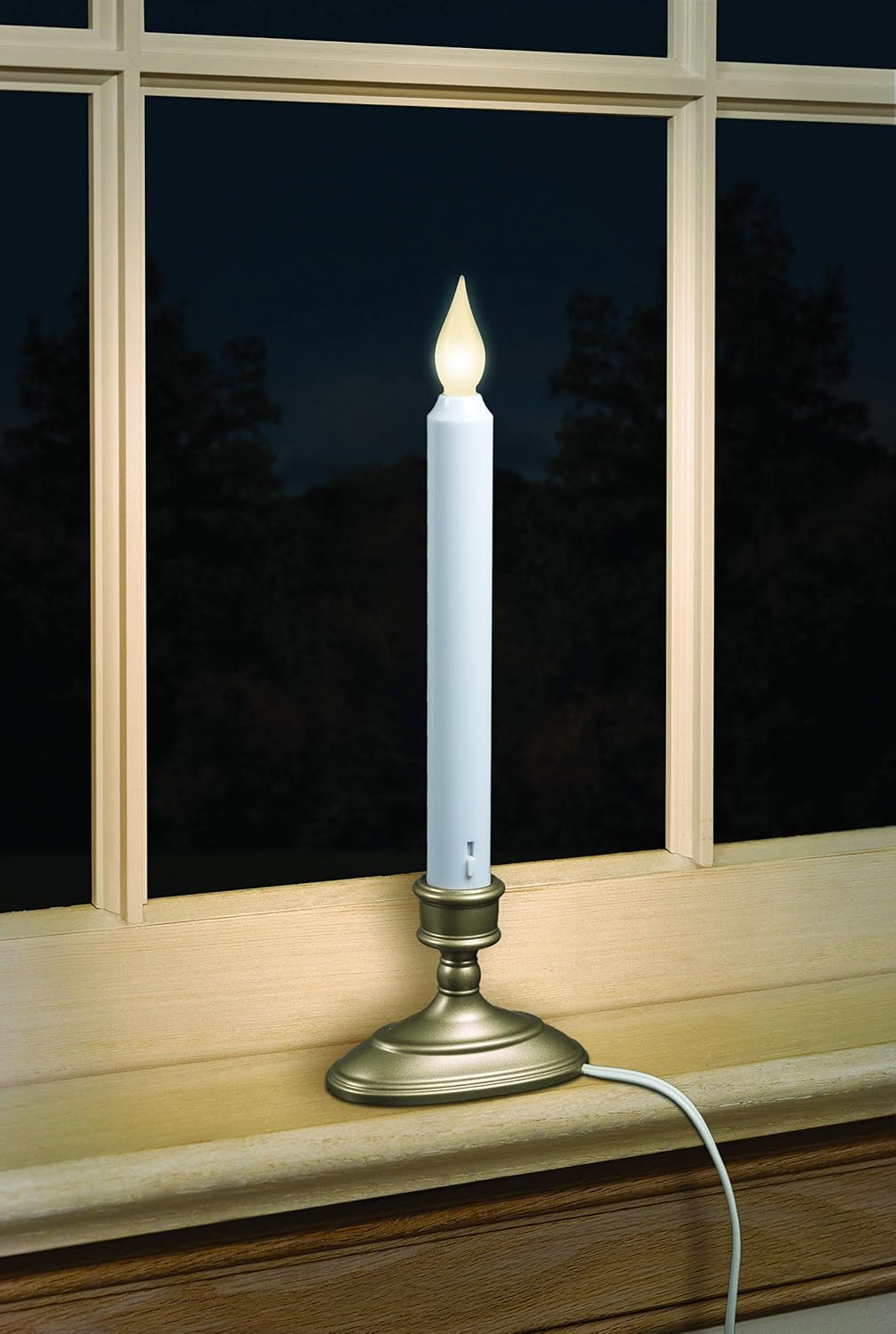 Xodus Plug-in Window Candles, Bright, Dusk to Dawn Sensor, Pewter, 6 Pack