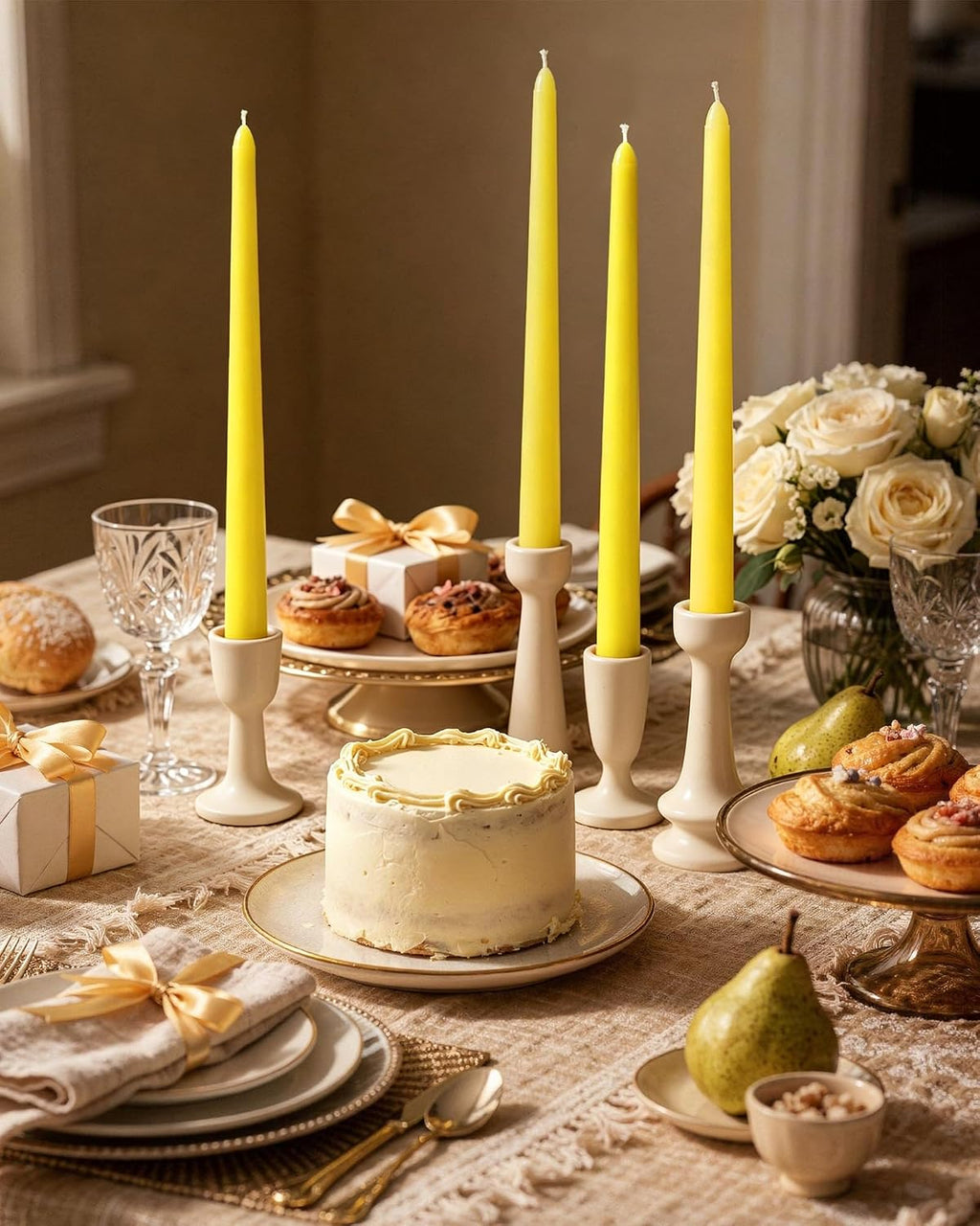 Viyffo Taper Candles, 10 Inch, 20 Pack, Lemon Yellow – Unscented