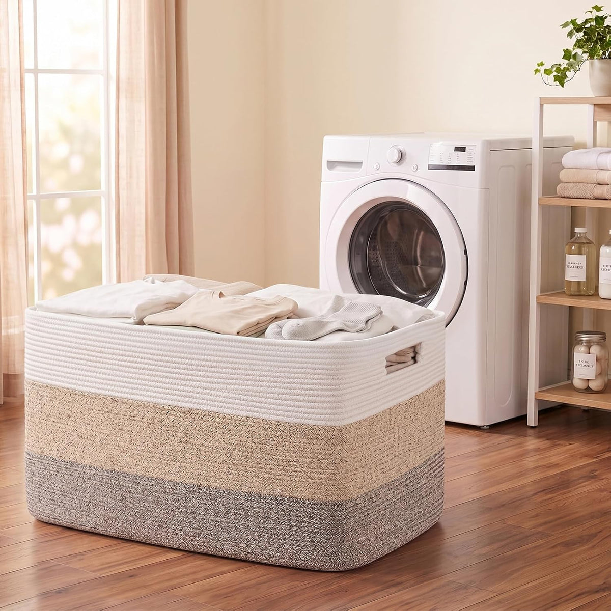 OIAHOMY 108L Extra Large Blanket Basket Dog Toy Basket Gradient Brown