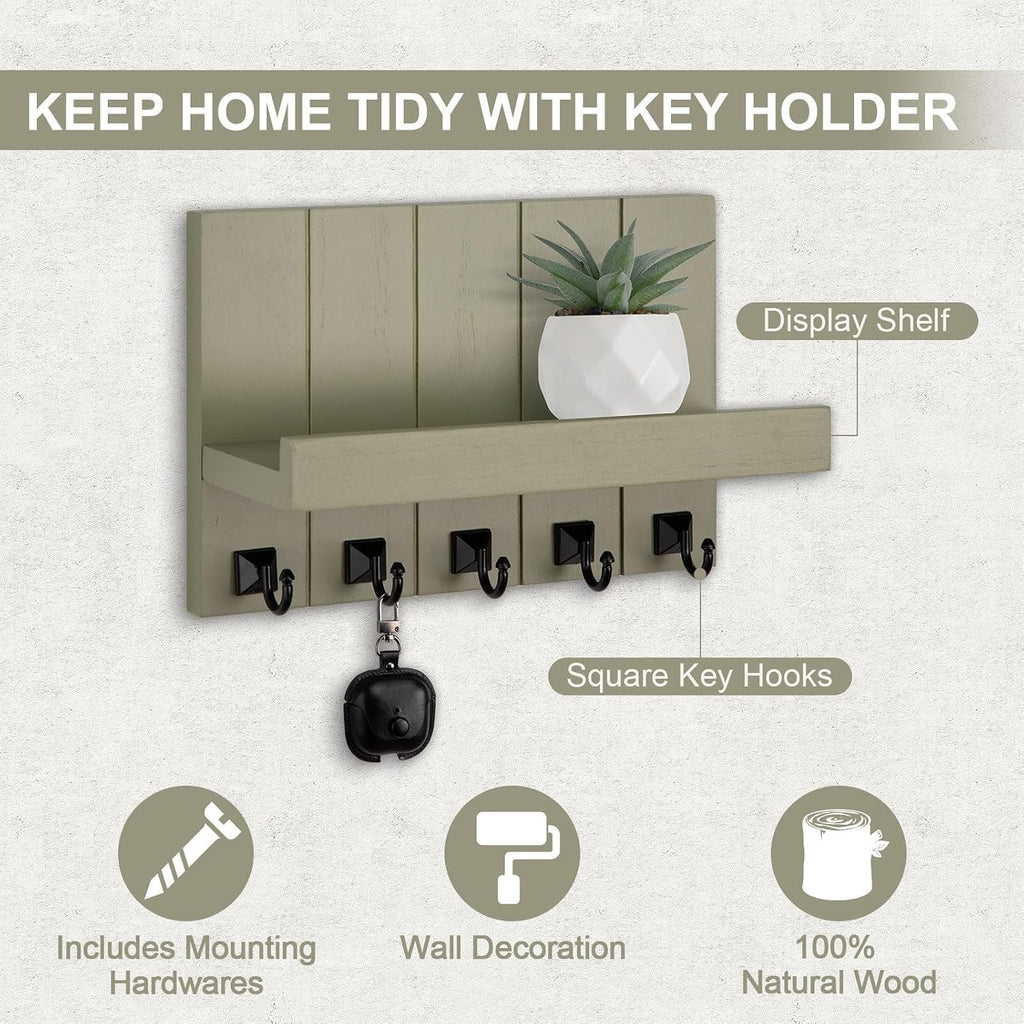 Key Holder for Wall, Decorative Key Holder with Shelf