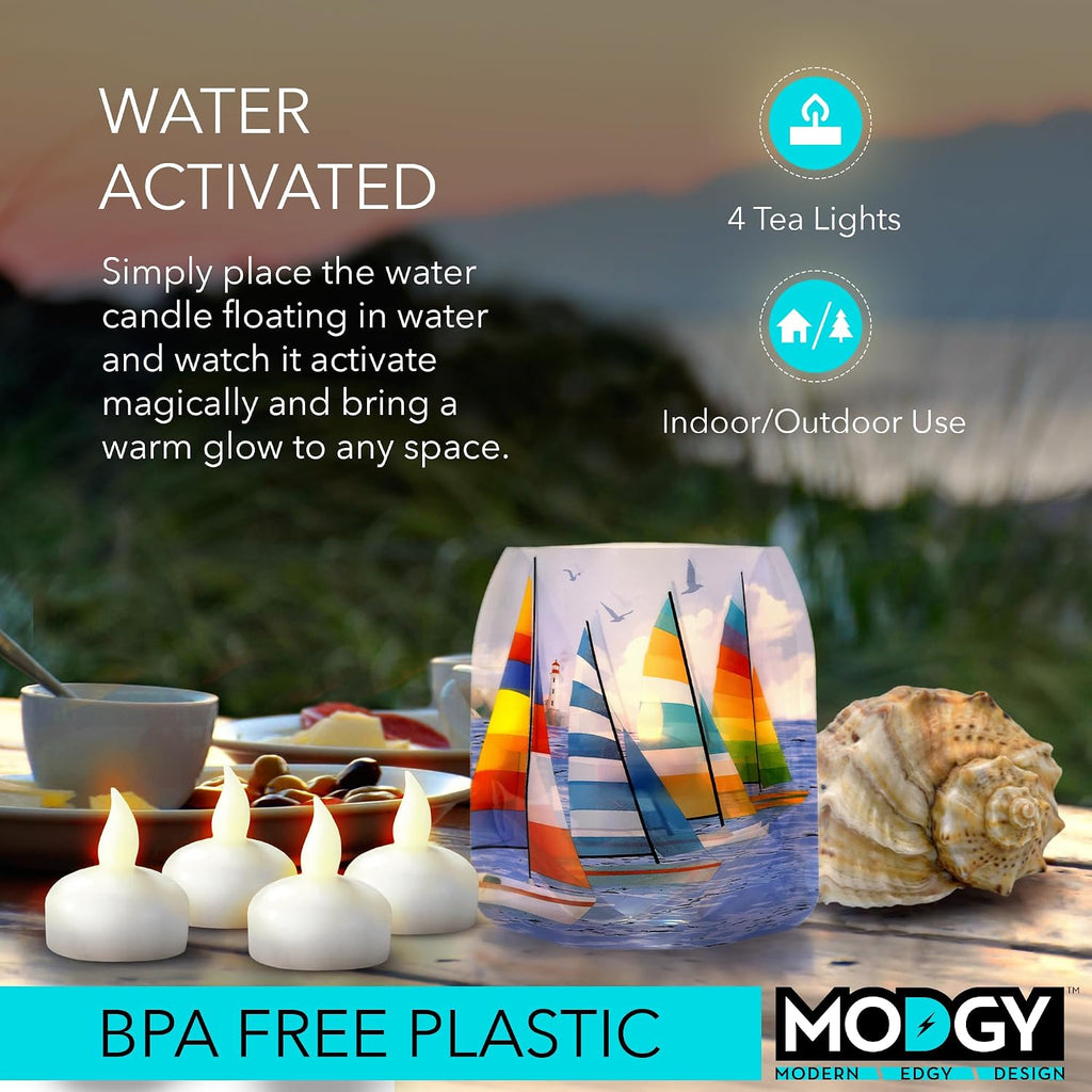 MODGY LED Floating Tealight Candles Flameless Battery Operated Flickering Light Candle, Water-Activated, White, Set of 4