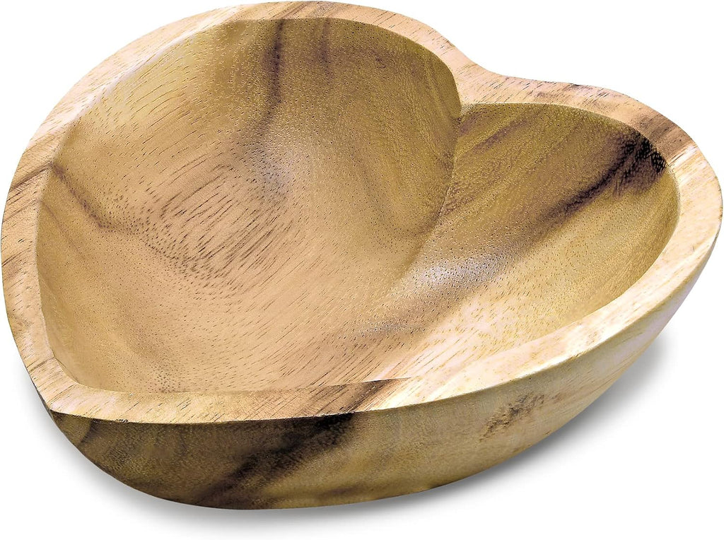 AeraVida Love of Nature Carved Heart Shaped Tamarind Tree Wooden Bowl | Tamarind Wood Kitchen Decor | Heart Shaped Bowl