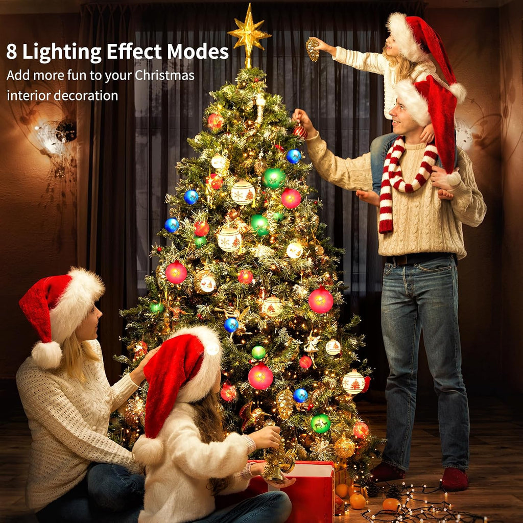 AIRIVO Twinkling Christmas Tree Lights, 28ft 25 Bulbs 8 Modes Color Changing Indoor Outdoor Ball String Lights, Plug in End to End Expandable, Ornaments for Christmas Tree Decor