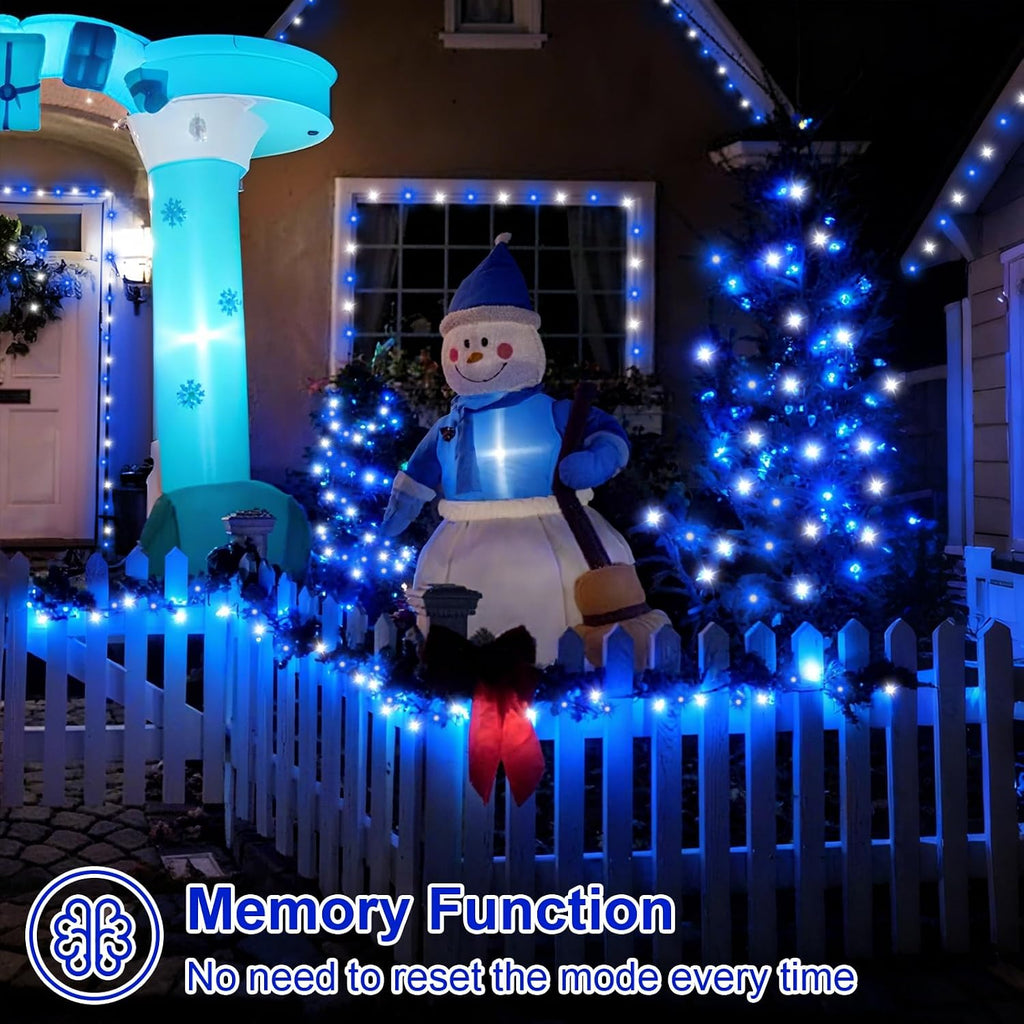 QITONG 165ft 500 LED Blue and White Christmas Lights Outdoor Waterproof, 8 Modes Christmas String Lights with Green Wire Indoor, Twinkle Tree Lights Plug in with Memory Timer