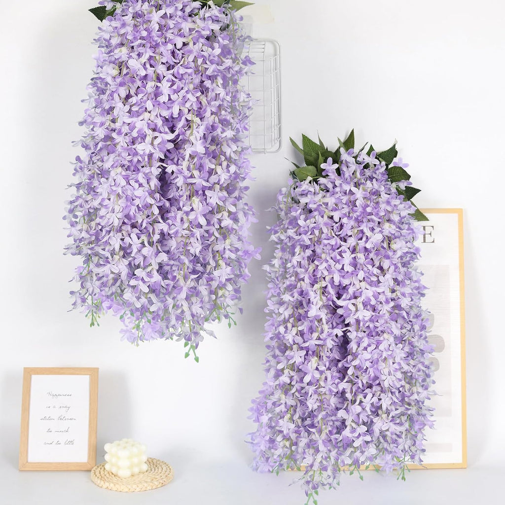 RECUTMS Artificial Lilac Flowers Garland 6Pc 33.5in Hang Silk Purple Floral