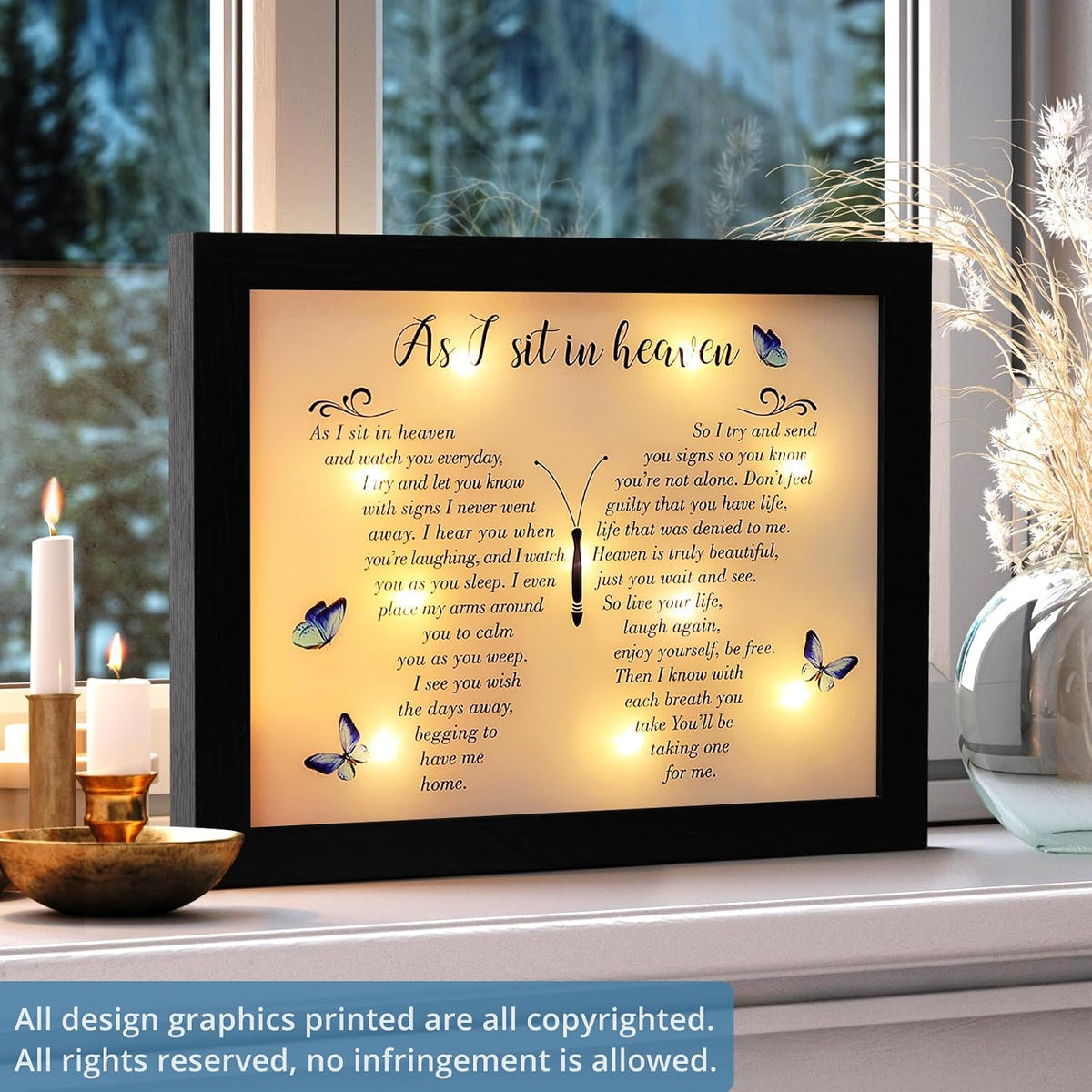 Memorial Gifts LED Shadow Box Sympathy Gift Condolences Grief Butterfly