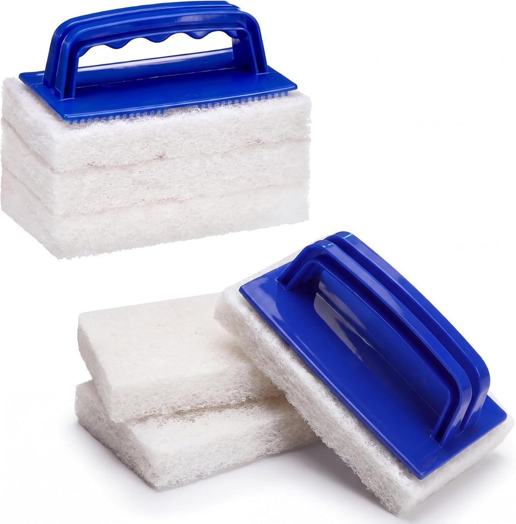 Maxdot 8 Pcs Handled Bath Scrubber Sponge Scrub Pad with Handle Cleaning